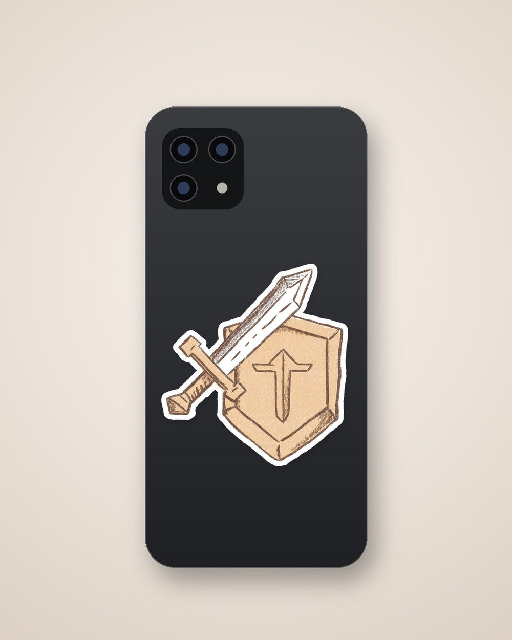Cardboard Sword and Shield Sticker