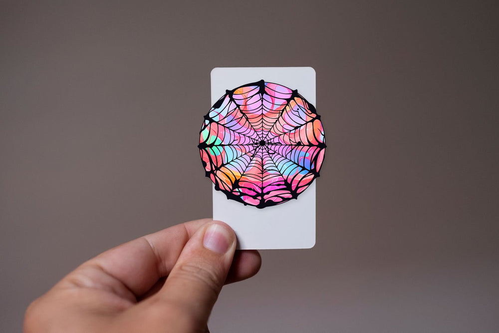 Halloween Colorful Spider Web Round Sticker