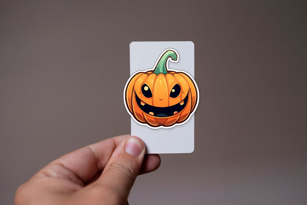 Funny Smiling Halloween Pumpkin Sticker