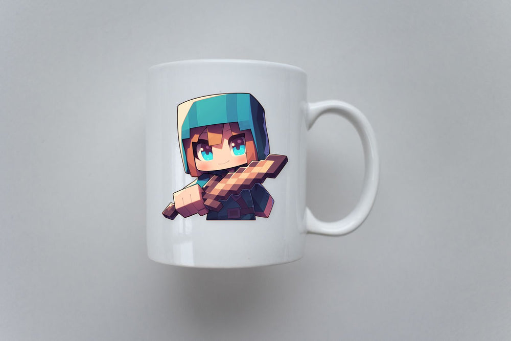 Minecraft Cute Character Holding Sword Sticker