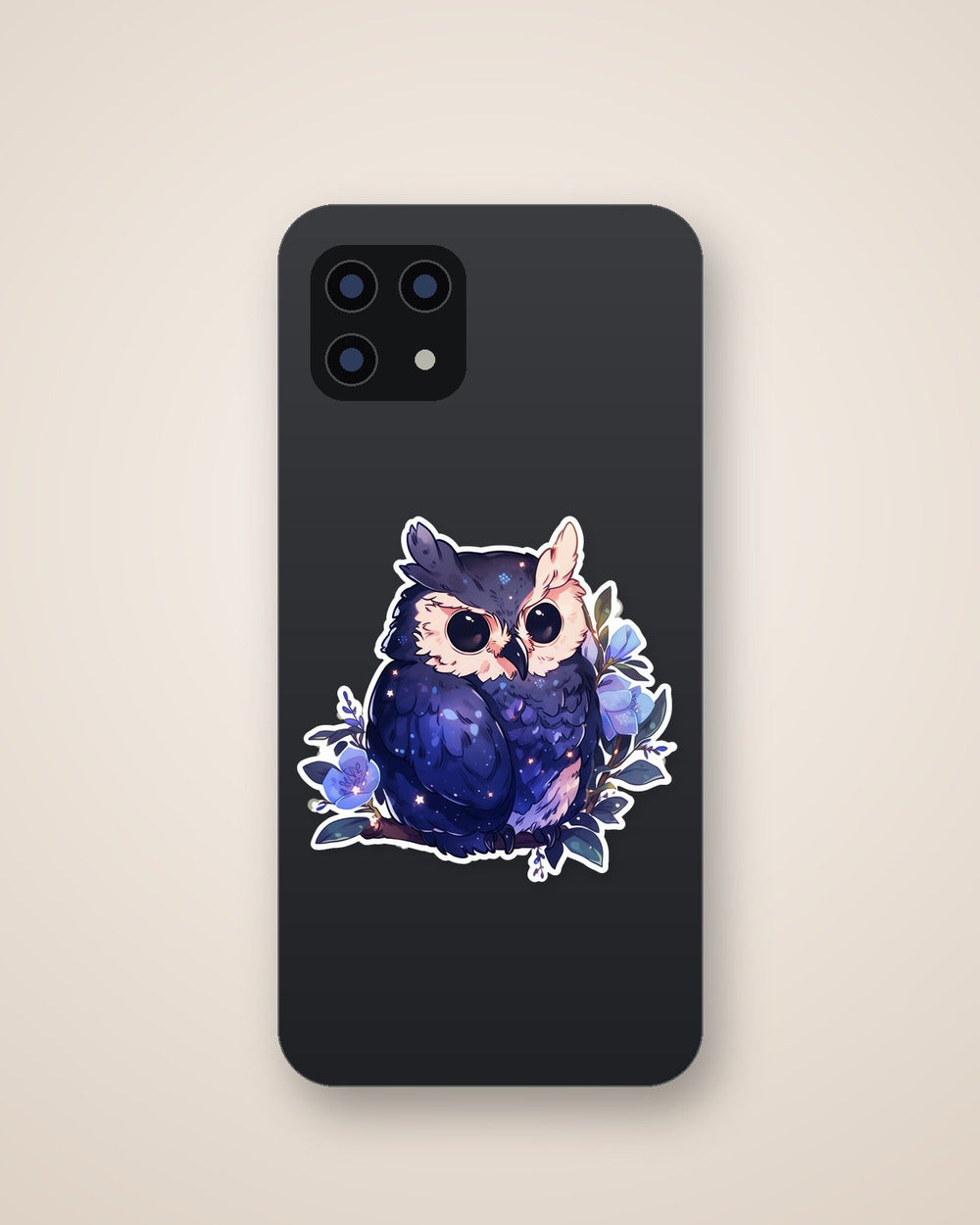 Purple Owl on Branch Art Sticker