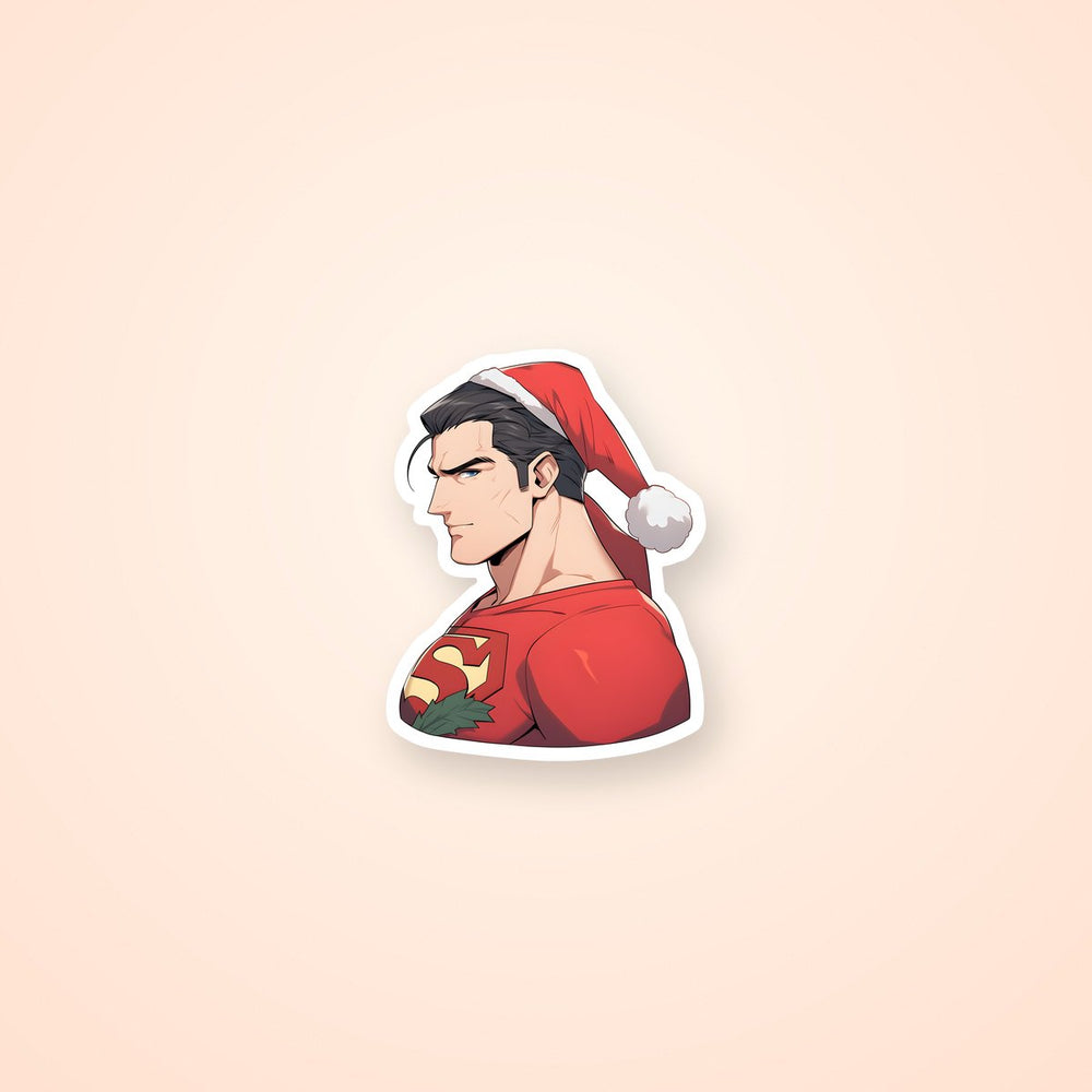 DC Superman in Christmas Hat Sticker