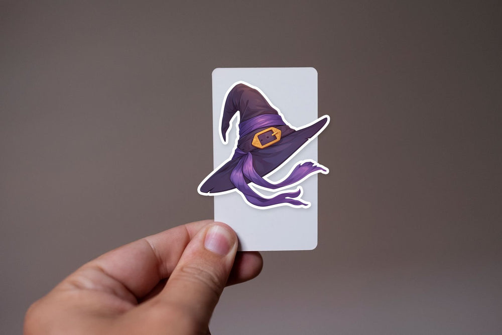 Witch Hat Purple Ribbon Sticker