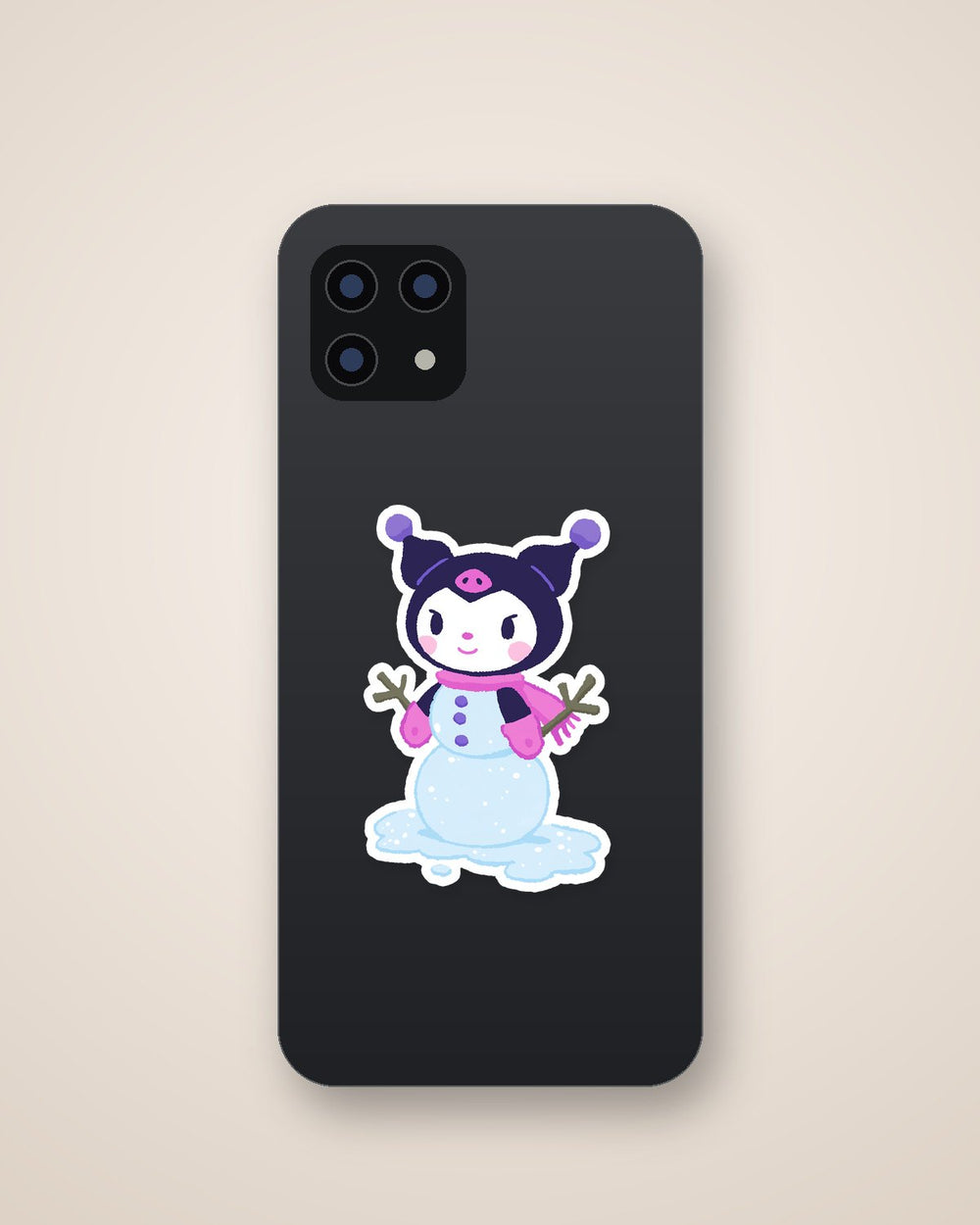 Kawaii Kuromi Snowman Winter Sticker