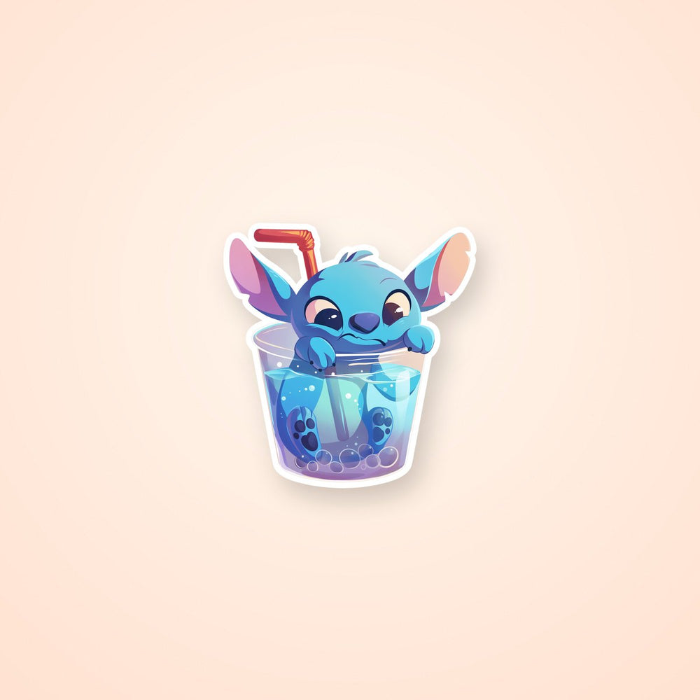 Stitch in Bubble Tea Cup Sticker