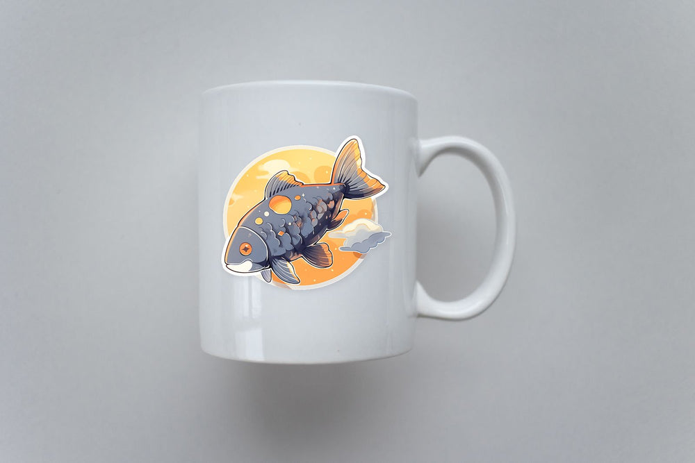 Gray Fish Against Moon Sticker