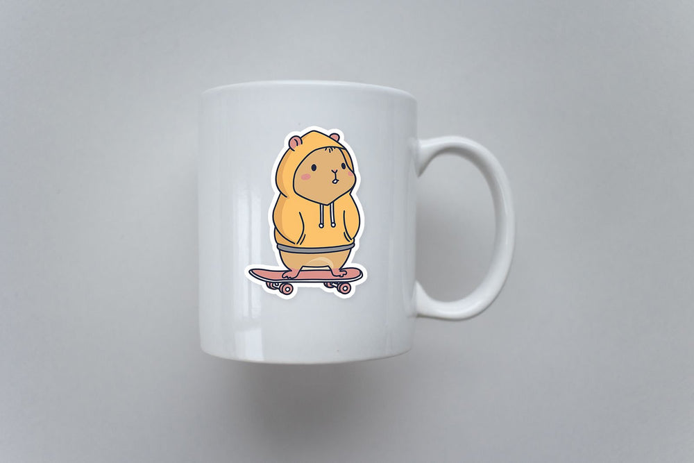 Hamster Hoodie Skateboard Cute Sticker