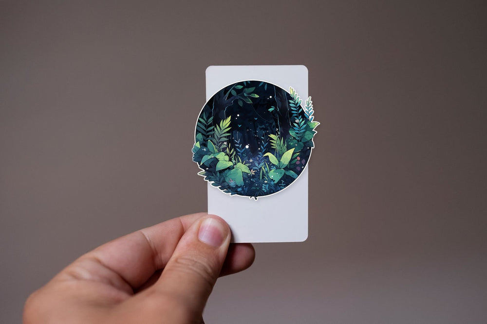 Magic Night Forest Round Sticker