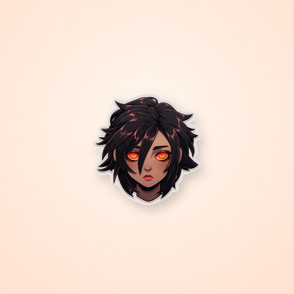 Anime Girl with Glowing Orange Eyes Sticker