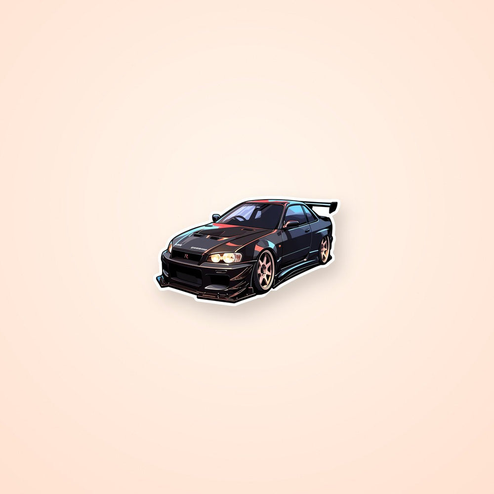 Black Nissan Skyline Art Sticker