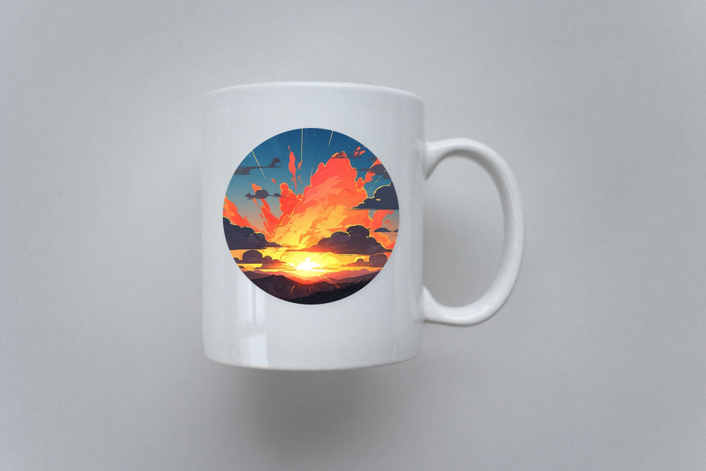 Beautiful Sunset & Clouds Round Sticker