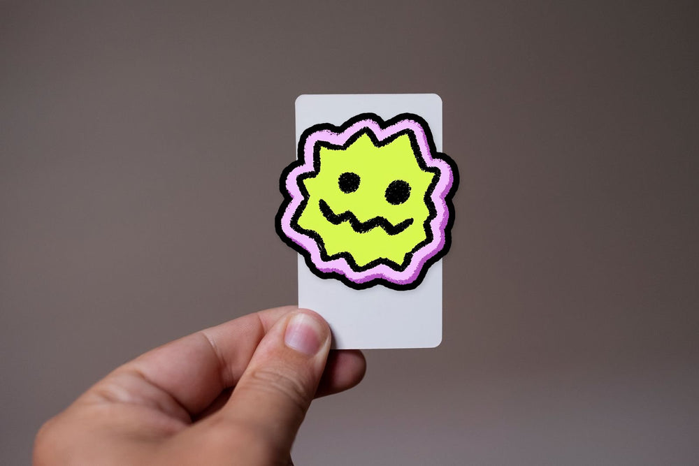 Neon Green Chaos Smile Face Sticker