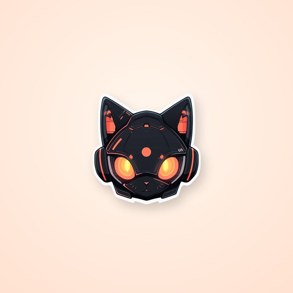 Black Cyber Cat Sticker