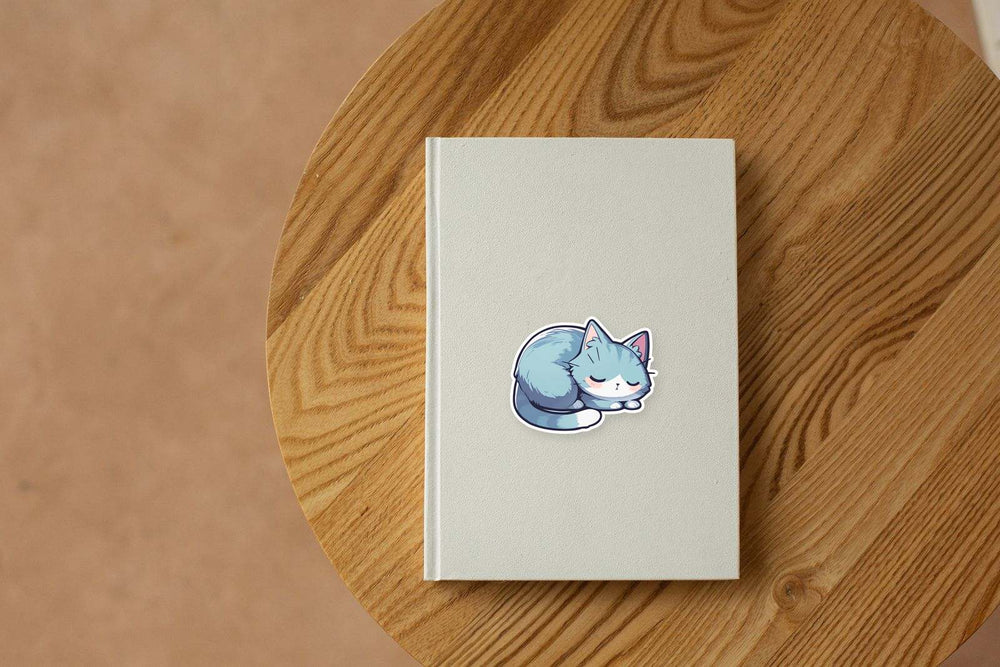 Sleepy Blue Cat Sticker