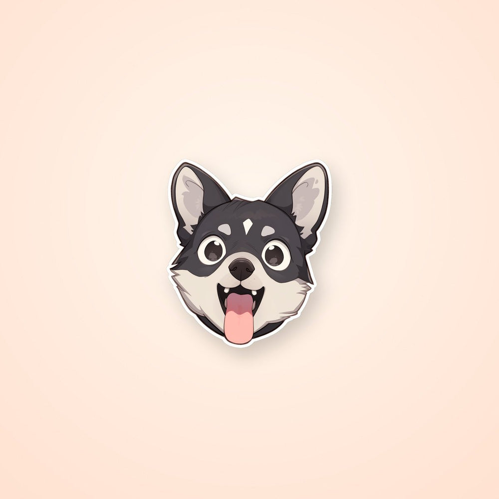 Cute Grey Puppy with Fluent Tongue Sticker