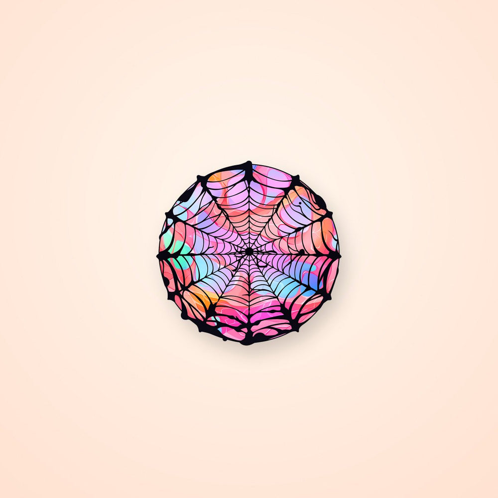 Halloween Colorful Spider Web Round Sticker