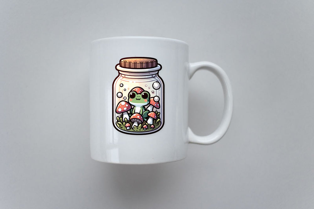 Frog in Mushroom Jar Sticker