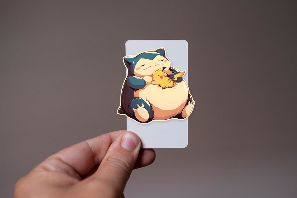 Cute Snorlax and Pikachu Sleeping Sticker