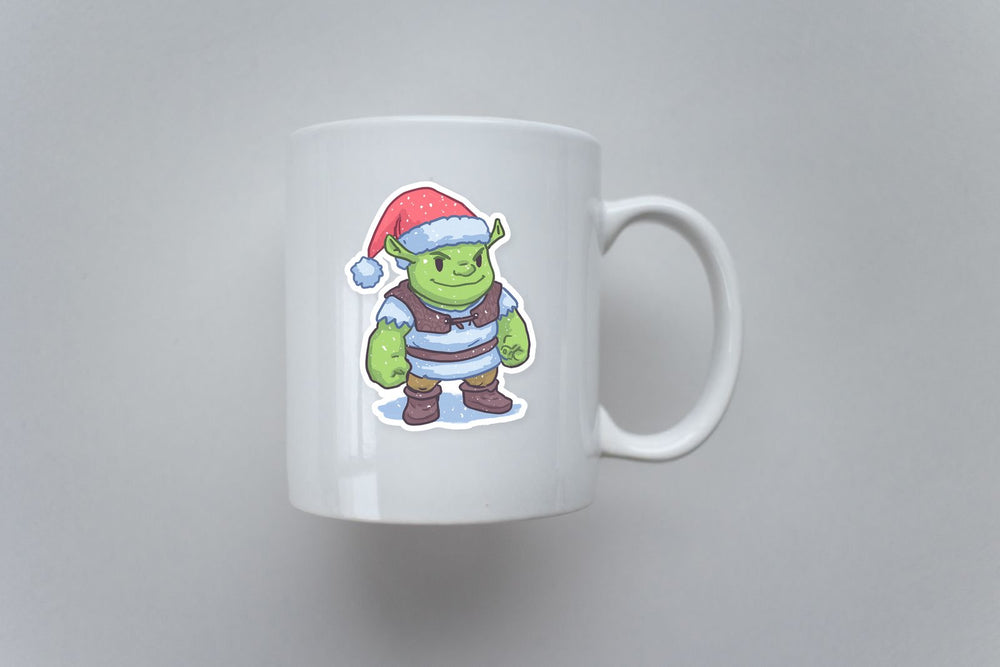 Shrek Santa Hat Christmas Funny Sticker