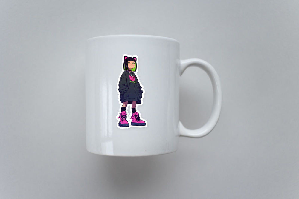 Hello Kitty Billie Eilish Style Streetwear Sticker