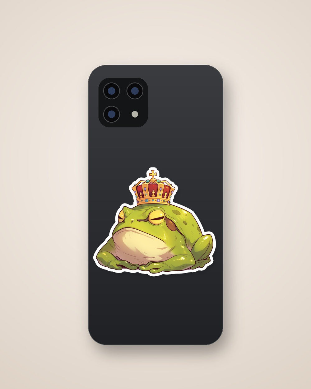 Grumpy Frog King Crown Sticker