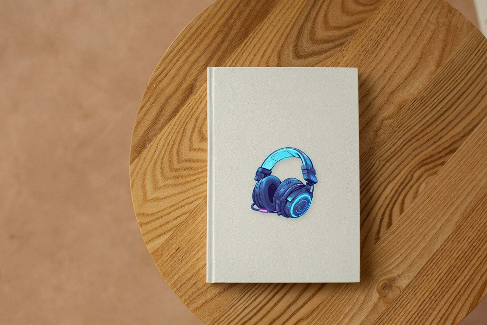 Neon Gaming Headset Futuristic Blue Clipart Sticker