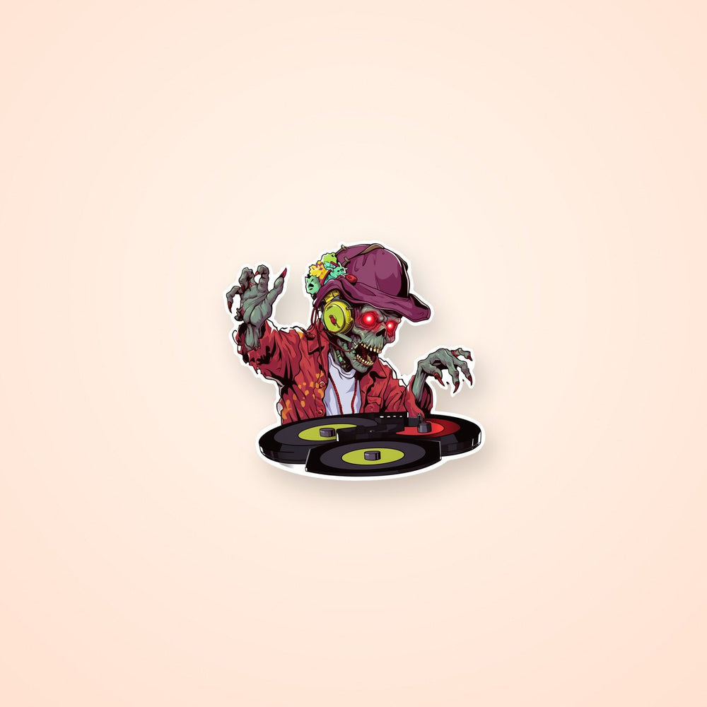 Scary Zombie DJ Sticker
