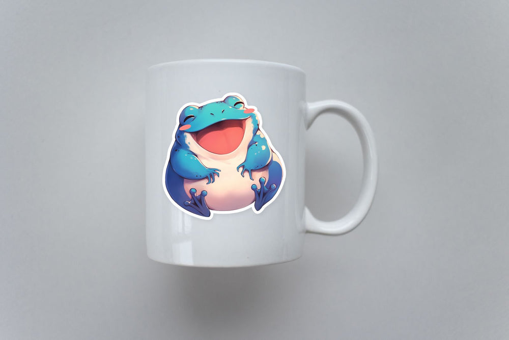 Cute Blue Frog Smiling Sticker