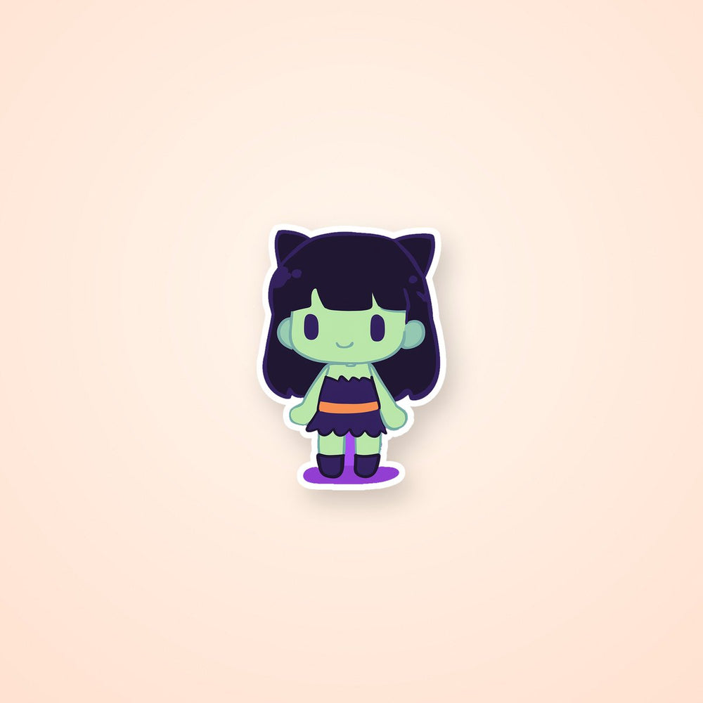 Green Monster Franken Girl Sticker