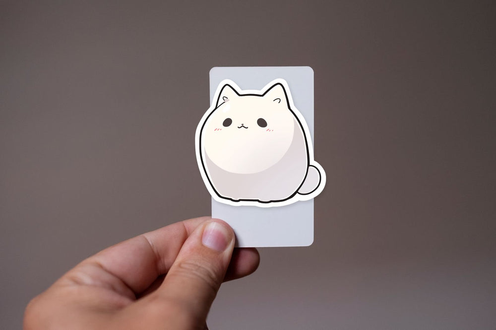 Simple White Kawaii Kitty Sticker
