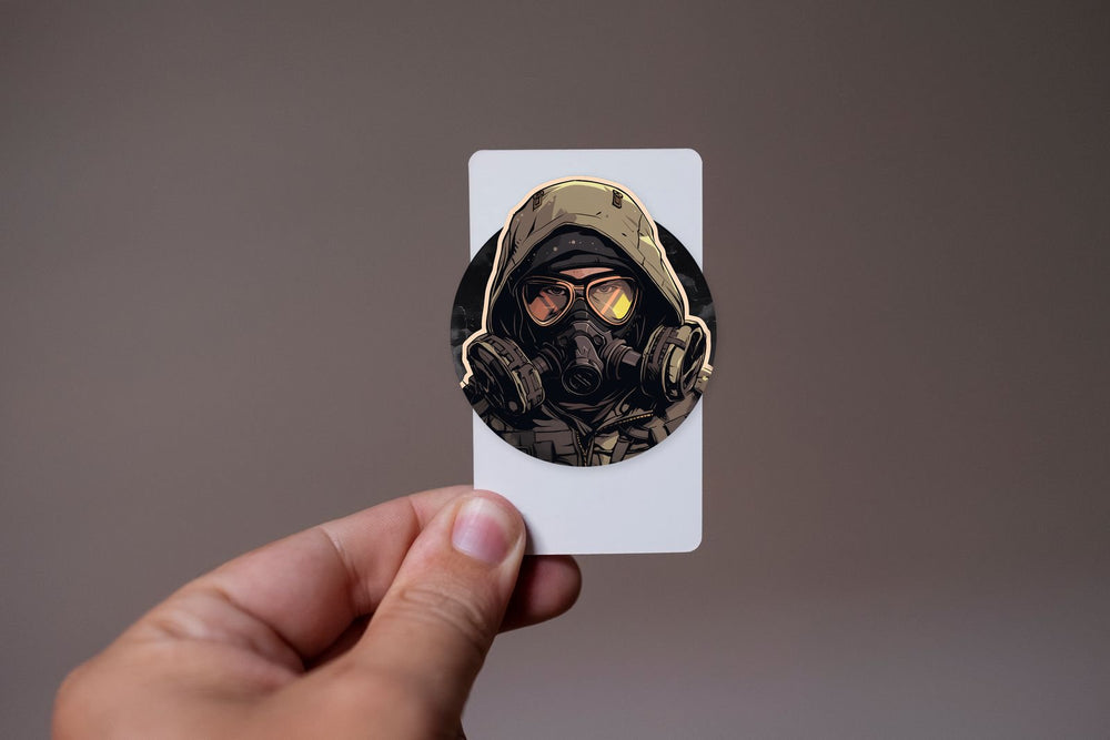 Man in Biohazard Gas Mask Sticker