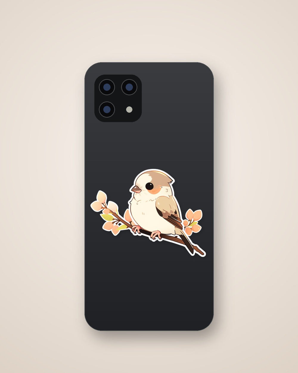 Sparrow on a Branch Cartoon Sticker