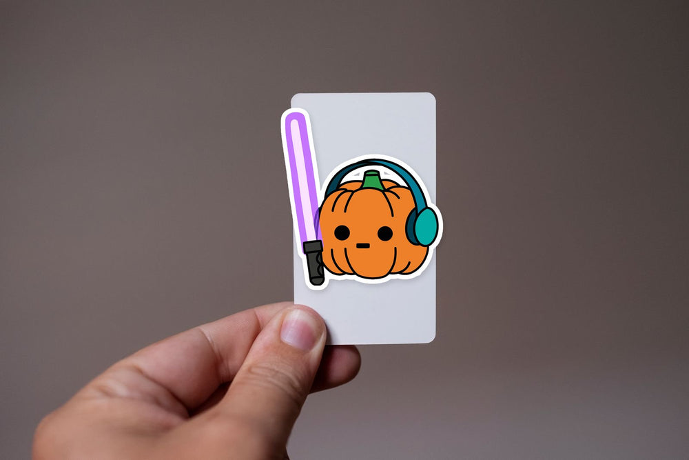 Cute Pumpkin Headphones Neon Rave Sticker