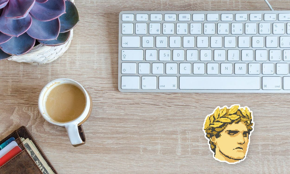 Pixel Roman Statue Laurel Crown Sticker
