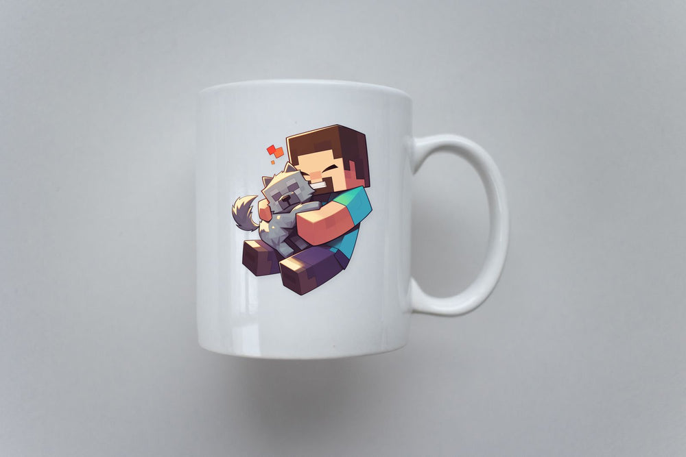 Minecraft Steve with Wolf Sticker