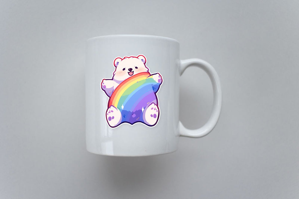 Cute Rainbow Bear Art Sticker