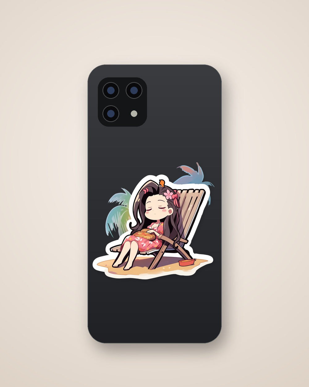 Nezuko Chilling on a Beach Chair Sticker