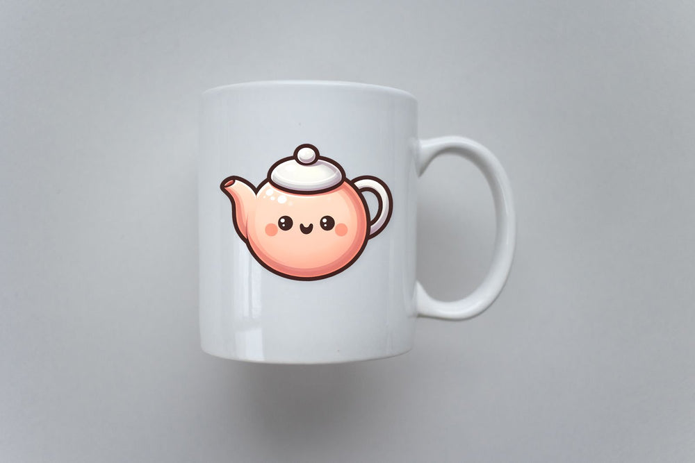 Pink Kawaii Teapot Smiling Sticker