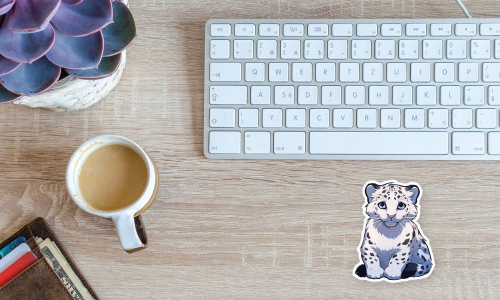 Baby Snow Leopard Aesthetic Sticker