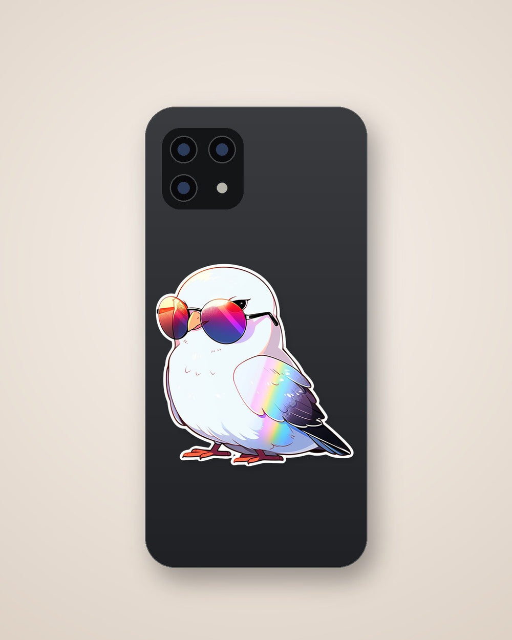 Funny White Bird with Glasses Sticker