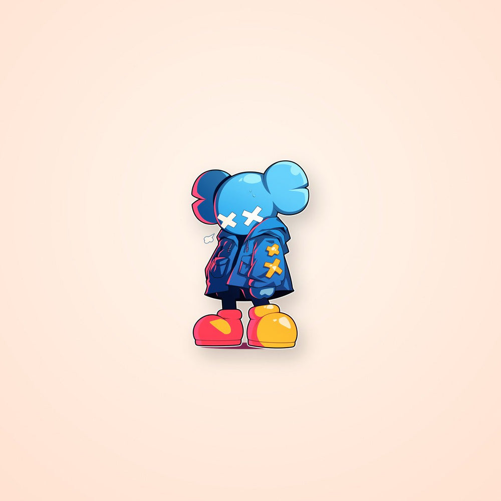 Kaws Blue Yellow Aesthetic Sticker