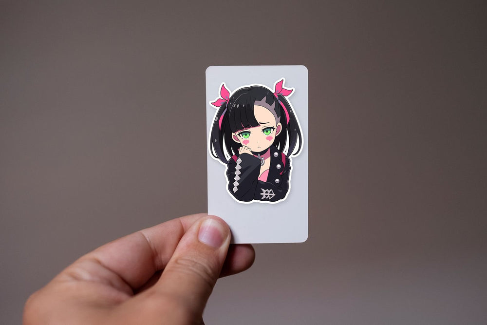 Sad Anime Girl with Green Eyes Sticker