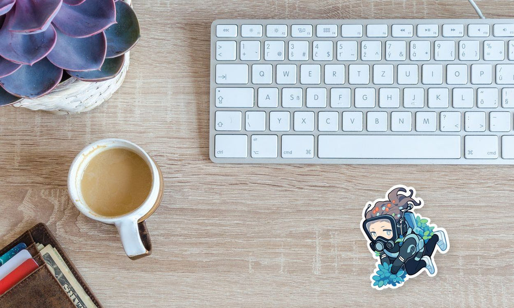 Cute Girl in an Underwater Suit Sticker