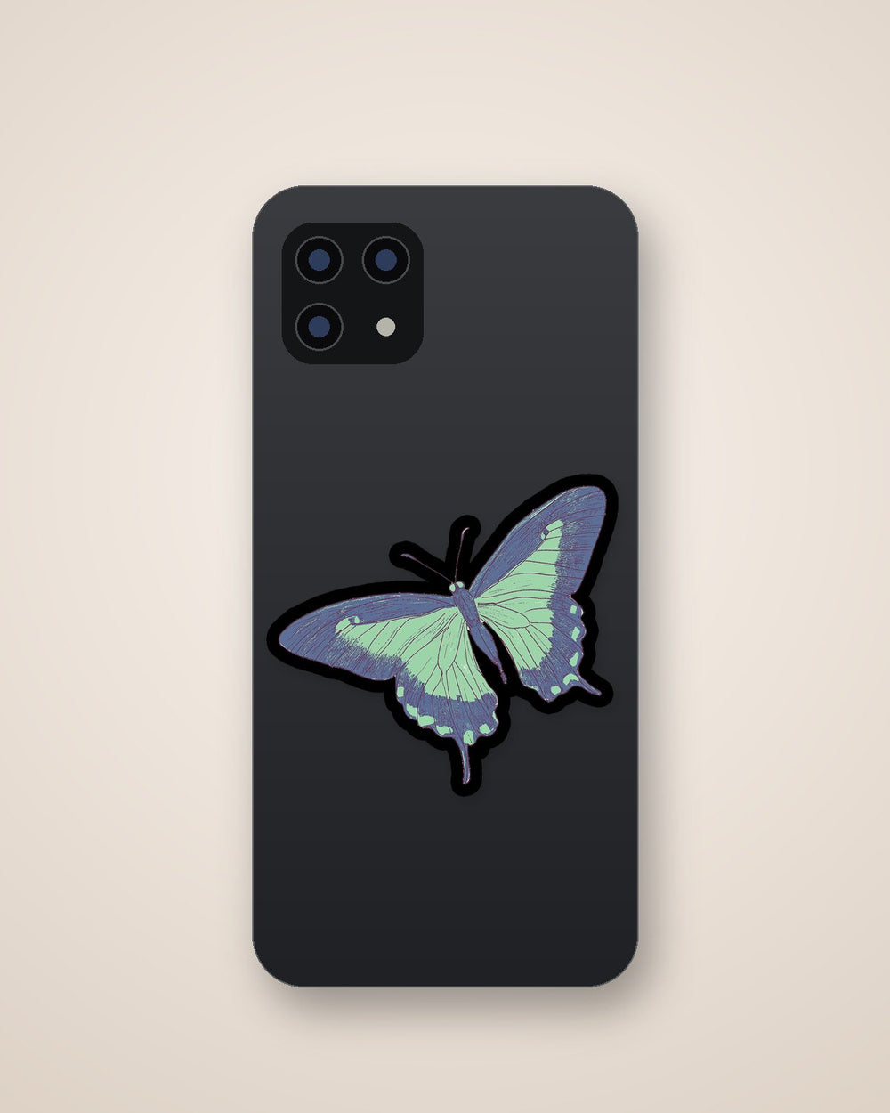Vintage Teal Butterfly Aesthetic Nature Sticker
