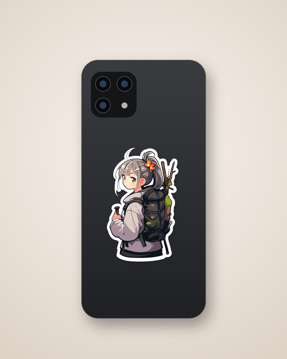Anime Girl Looking from Behind Hiking Sticker