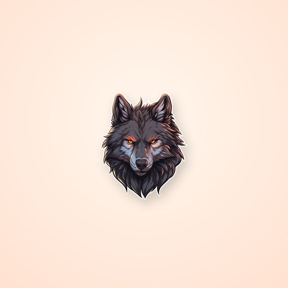 Black Wolf Head Sticker