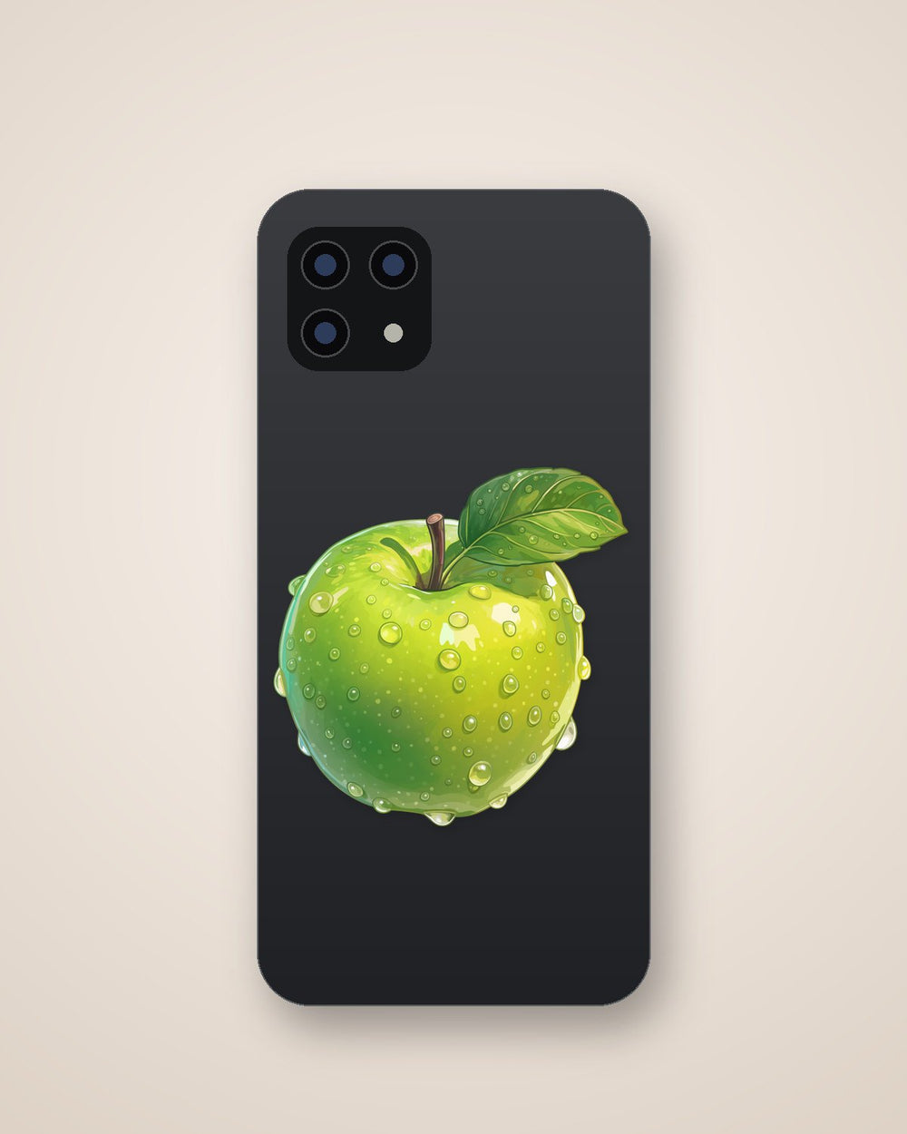 Green Apple with Water Drops Sticker