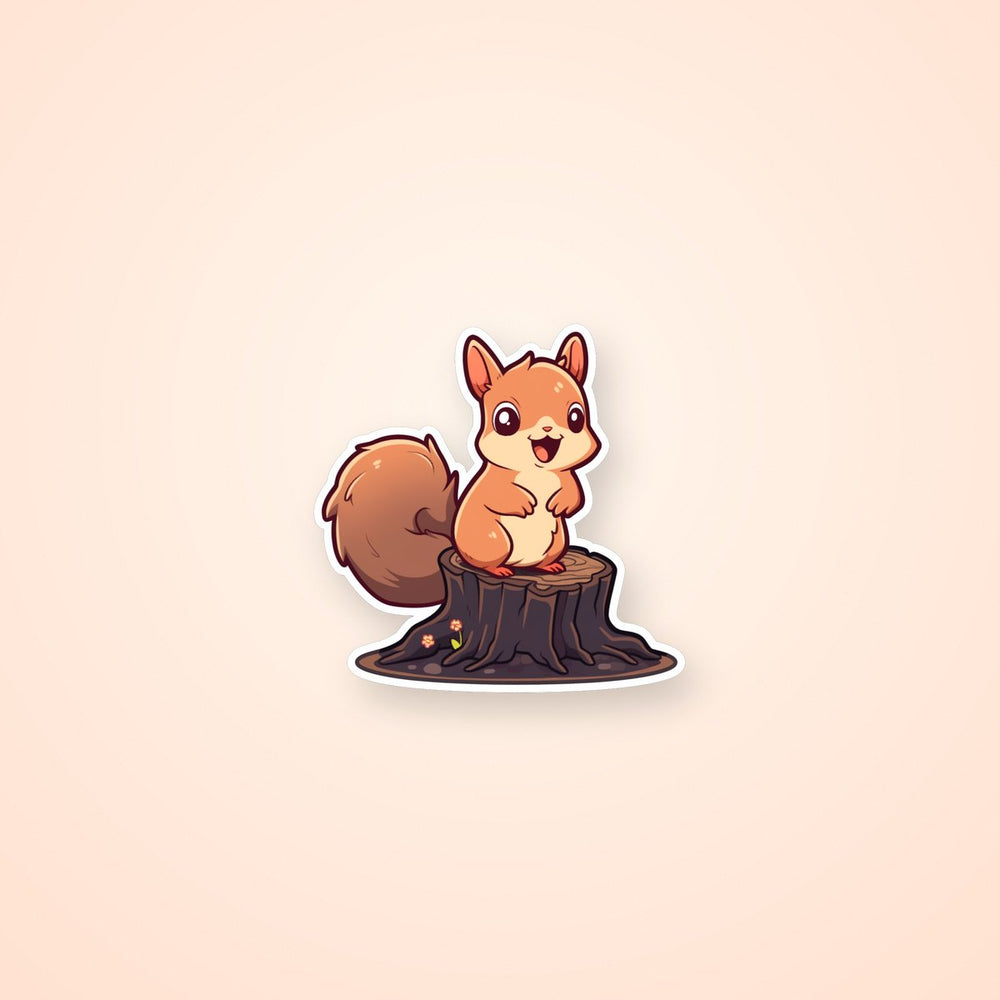 Cute Squirrel on Log Sticker