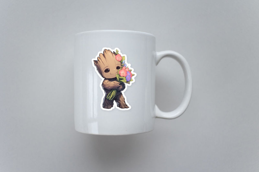 Groot with a Bouquet of Flowers Marvel Sticker