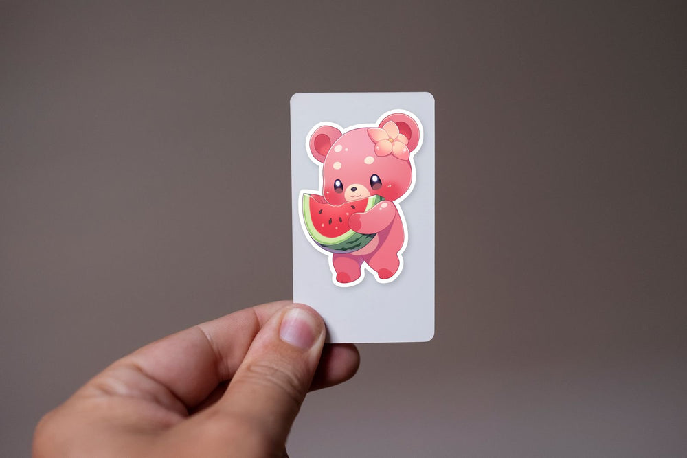 Pink Bear with Watermelon Sticker